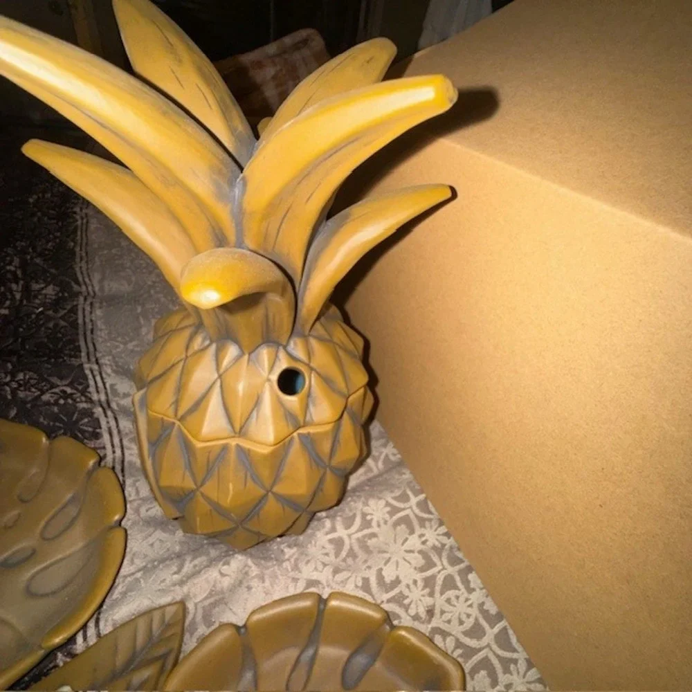 Disney Aulani Resort & Spa Pineapple Jar Ceramic Appetizer Set Tiki Dishes NEW